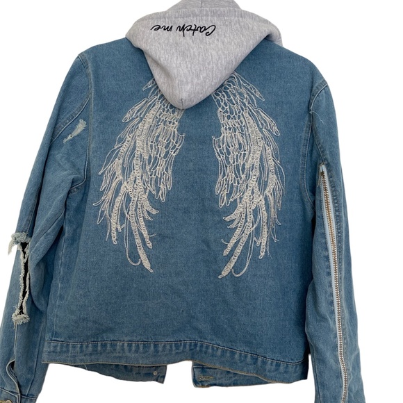 Huiwa Denim Jacket Wings With Detachable Hoodie - Picture 5 of 6